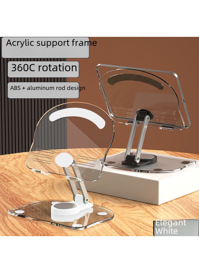 Generic - Acrylic Flat Stand 360-degree Rotating Desktop Stand Multi-function Live Stand Folding Lazy Support Frame-Color:262 Acrylic Rotating Tablet Stand: White - Image 1