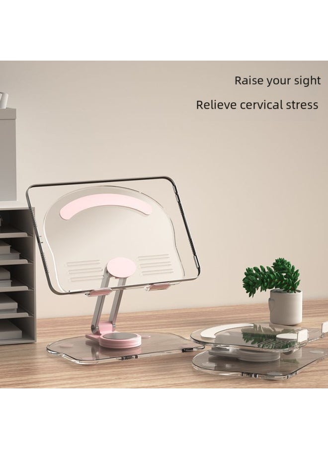Generic - Acrylic Flat Stand 360-degree Rotating Desktop Stand Multi-function Live Stand Folding Lazy Support Frame-Color:262 Acrylic Rotating Tablet Stand: White - Image 1