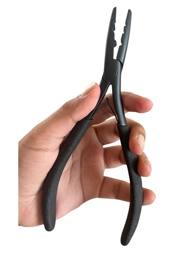 Miracle Professional Hair Extension Pliers 7" - Microlink Beads Remover & Weft Extension Tool | Stainless Steel Hair Styling Accessory for Salon & DIY Extensions - 2 Hole, Black By MIRACLE - Image 2