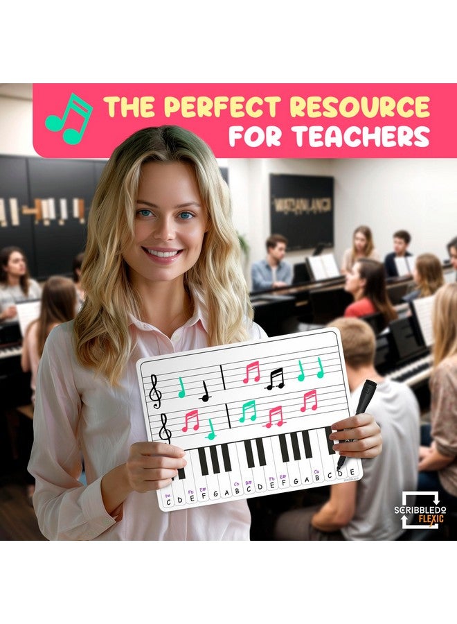 سكريبل دو أوراق مسح جافة لممارسة لوحة المفاتيح مقاس 11 × 14 بوصة، أوراق السبورة البيضاء لموظفي الموسيقى، أدوات تعلم الموسيقى للمعلمين، مجموعة من 10 قطع - Image 3