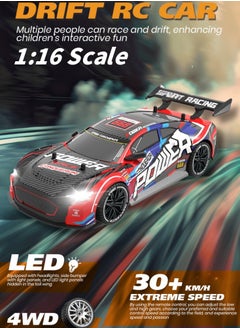 Harvestoy 1:16 Scale Drifting RC Cars, 2.4GHz 4WD RC Race Car, 30km/h High-Speed Remote Control Drift Car Vehicle, Racing Sport for Boys Girls Kids-2 USB Rechargeable Batteries,gitfs for kids  - Image 3