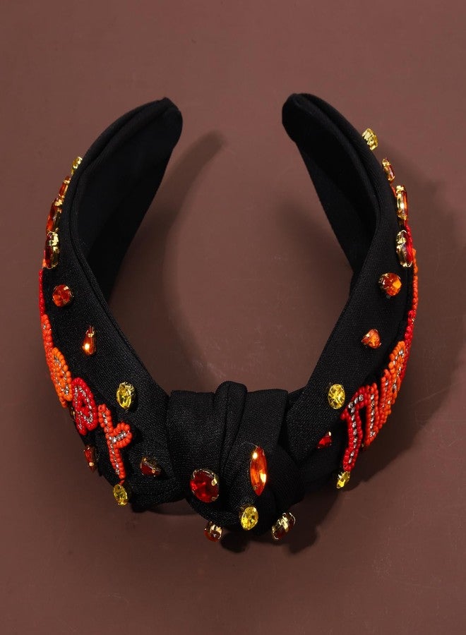 NVENF Thanksgiving Headband for Women Beaded Turkey Fall Headband Accessories Jeweled Pearl Rhinestone Knotted Hairband Autumn Fall Thanksgiving Hair Accessory Outfits Holiday Gifts (HAPPY TURKEYDAY 2) - Image 5