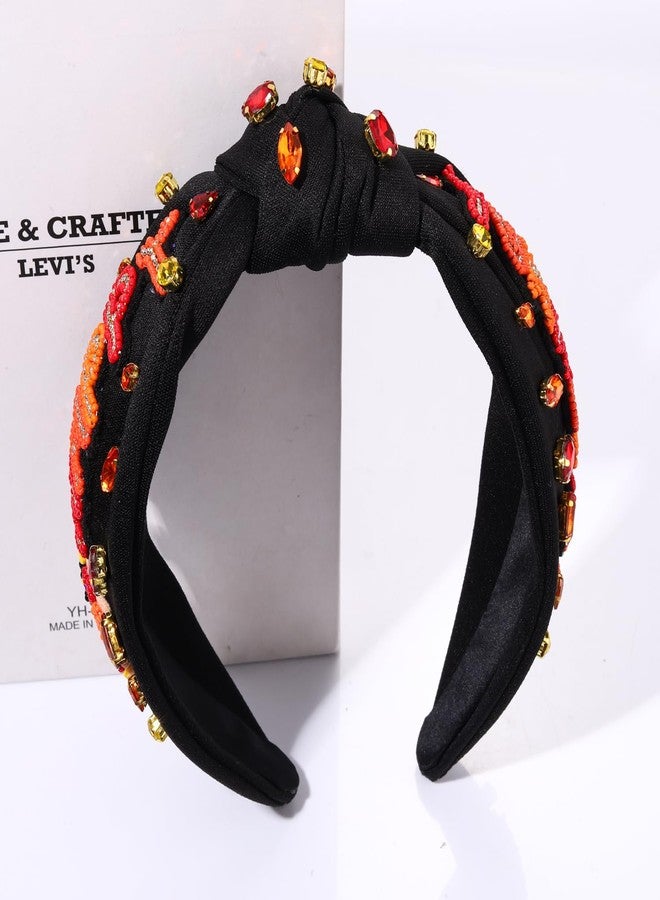 NVENF Thanksgiving Headband for Women Beaded Turkey Fall Headband Accessories Jeweled Pearl Rhinestone Knotted Hairband Autumn Fall Thanksgiving Hair Accessory Outfits Holiday Gifts (HAPPY TURKEYDAY 2) - Image 3