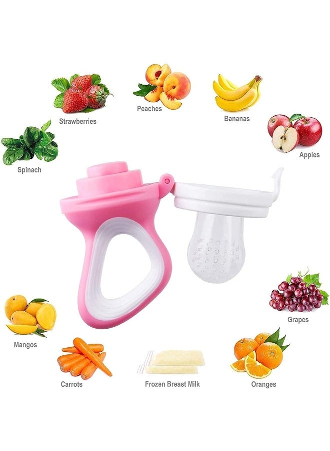 SHOWAY Baby Food Pacifier Feeder 2 Pcs With 3 Replacement Silicone Pouches Fresh Fruits Nipple Teether Toy For Toddlers Infant - Image 4
