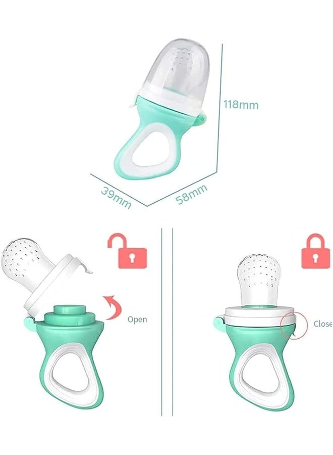 SHOWAY Baby Food Pacifier Feeder 2 Pcs With 3 Replacement Silicone Pouches Fresh Fruits Nipple Teether Toy For Toddlers Infant - Image 3