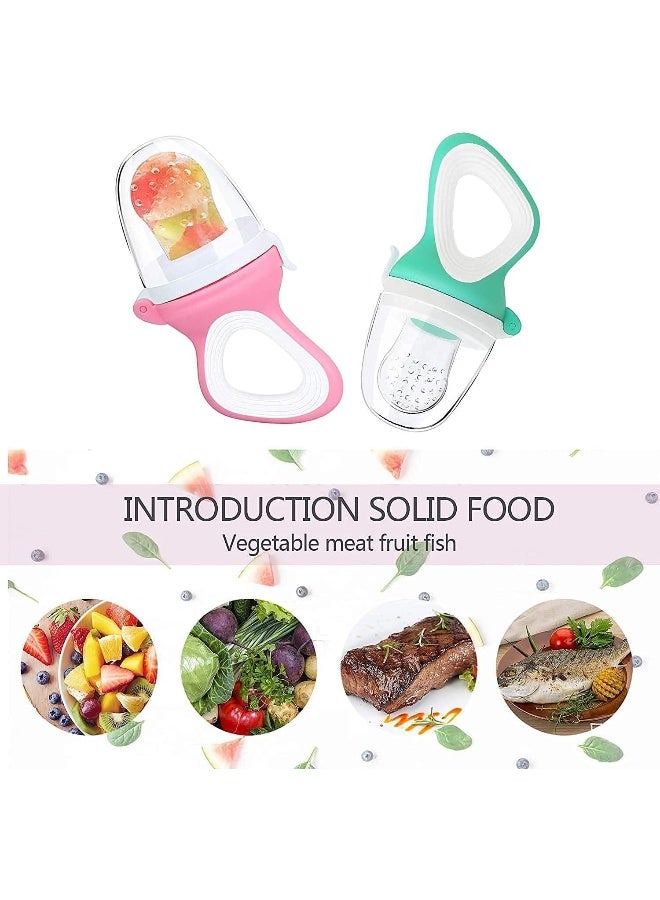 SHOWAY Baby Food Pacifier Feeder 2 Pcs With 3 Replacement Silicone Pouches Fresh Fruits Nipple Teether Toy For Toddlers Infant - Image 2