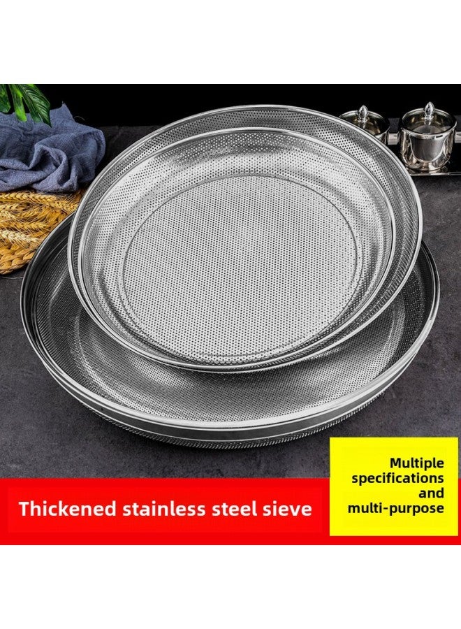 Stainless Steel Sieve Screen Round Small Fine Sieve Air Drying Dustpan Filter Screen Sieve Sample Sieve Rice Sieve Supplementary Food 304-Specifications:53cm Height 7cm Disc - No Holes (1 Pack) - Image 2