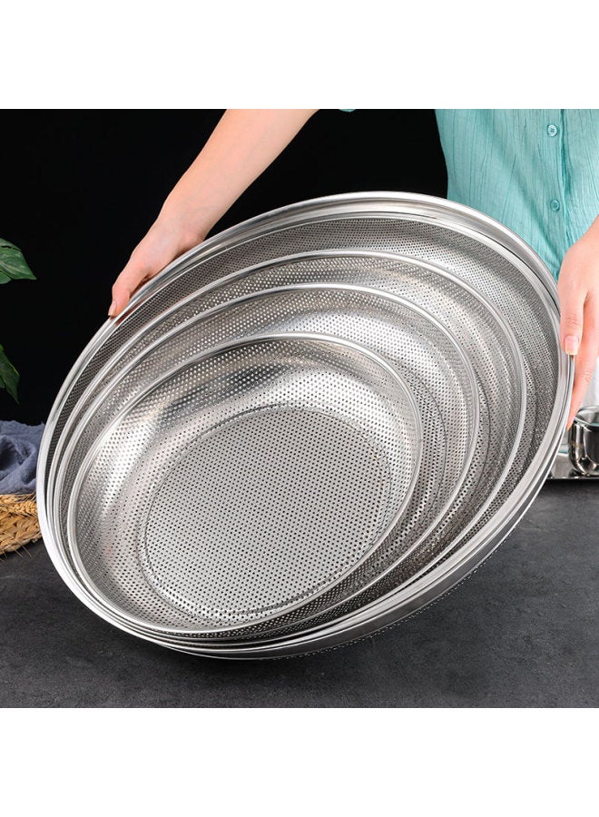 Stainless Steel Sieve Screen Round Small Fine Sieve Air Drying Dustpan Filter Screen Sieve Sample Sieve Rice Sieve Supplementary Food 304-Specifications:53cm Height 7cm Disc - No Holes (1 Pack) - Image 3