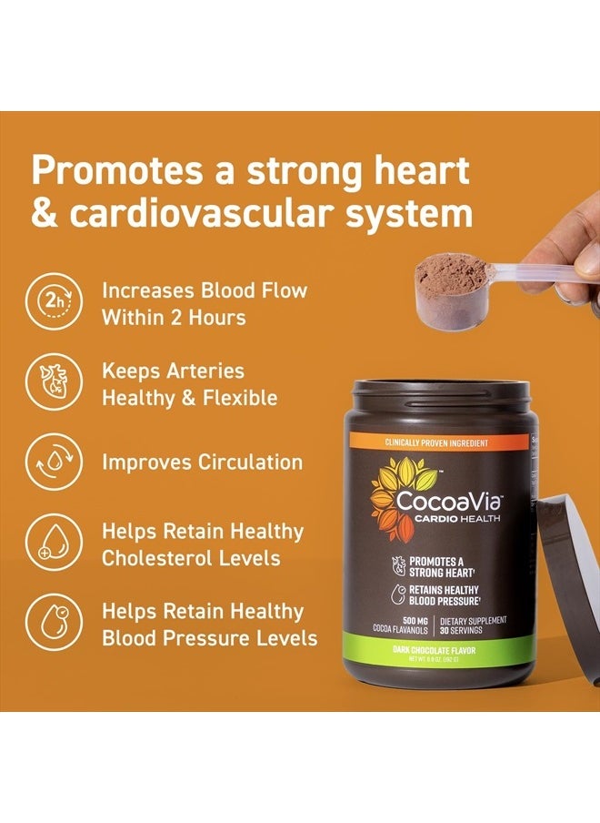 CocoaVia - Cardio Health Cocoa Powder, 30 Servings, 500mg Cocoa Flavanols, Support Heart Health, Boost Nitric Oxide, Improve Circulation, Energy, Preworkout, Vegan, Dark Chocolate Cacao - Image 1