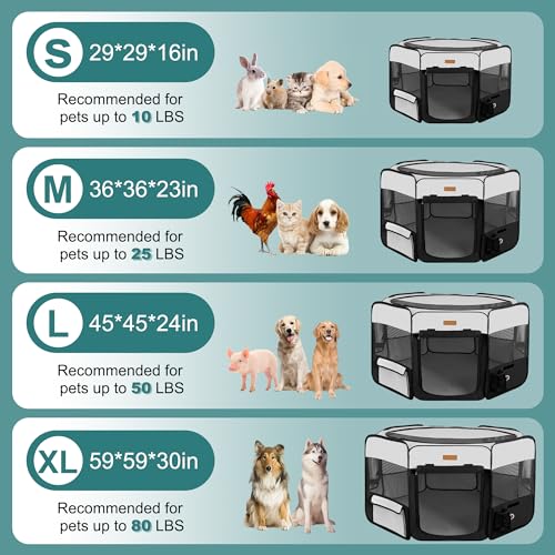 Akinerri Dog Playpen, Portable Pet Play Pen for Cat, Puppies, Rabbits, Chickens, Foldable Large-Capacity Pet Tent for Indoor/Outdoor Travel Camping - Image 5