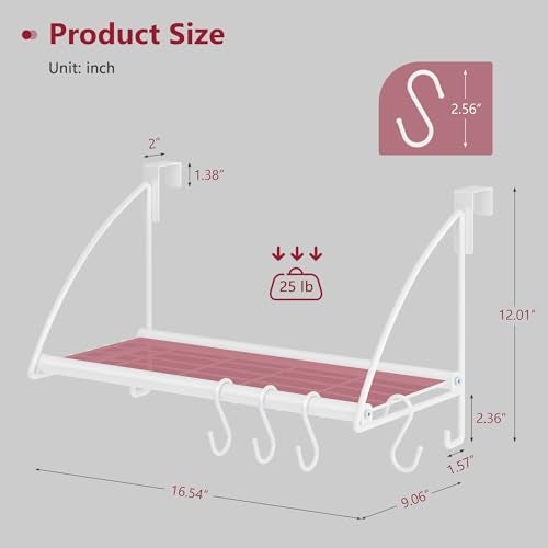Tajsoon Over The Door Hanger with Storage Rack and 6 Hooks, Over The Door Clothes Rack for Hanging Coat, Over Door Clothes Hanger for Bathroom, Bedroom, Living Room, White - Image 3