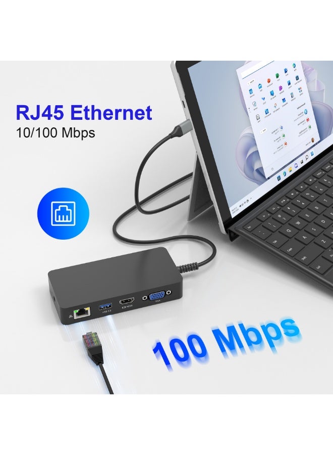 Rocketek 11-in-1 Docking Station Hub – Rocketek USB-C PD 100W Hub with Dual HDMI, RJ45 Ethernet (10/100Mbps), SD/TF Card Reader, 3x USB3.0 Ports, Plug & Play Surface Dock - Image 4