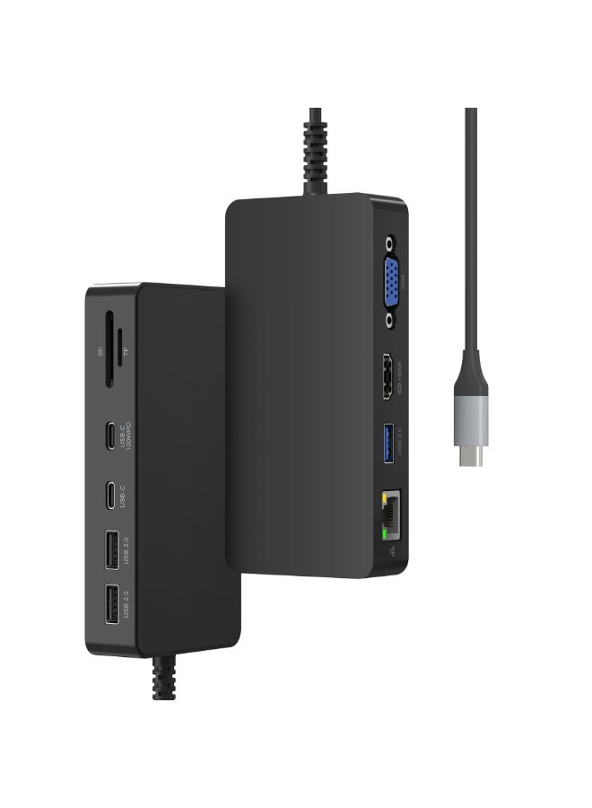 Rocketek 11-in-1 Docking Station Hub – Rocketek USB-C PD 100W Hub with Dual HDMI, RJ45 Ethernet (10/100Mbps), SD/TF Card Reader, 3x USB3.0 Ports, Plug & Play Surface Dock - Image 1