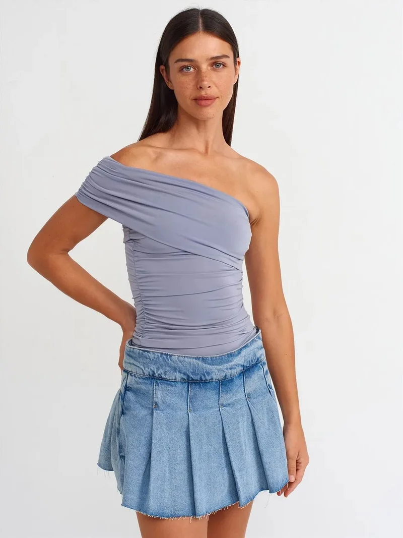 ديلفين Dilvin Off-Shoulder Slim Fit Jersey Blouse