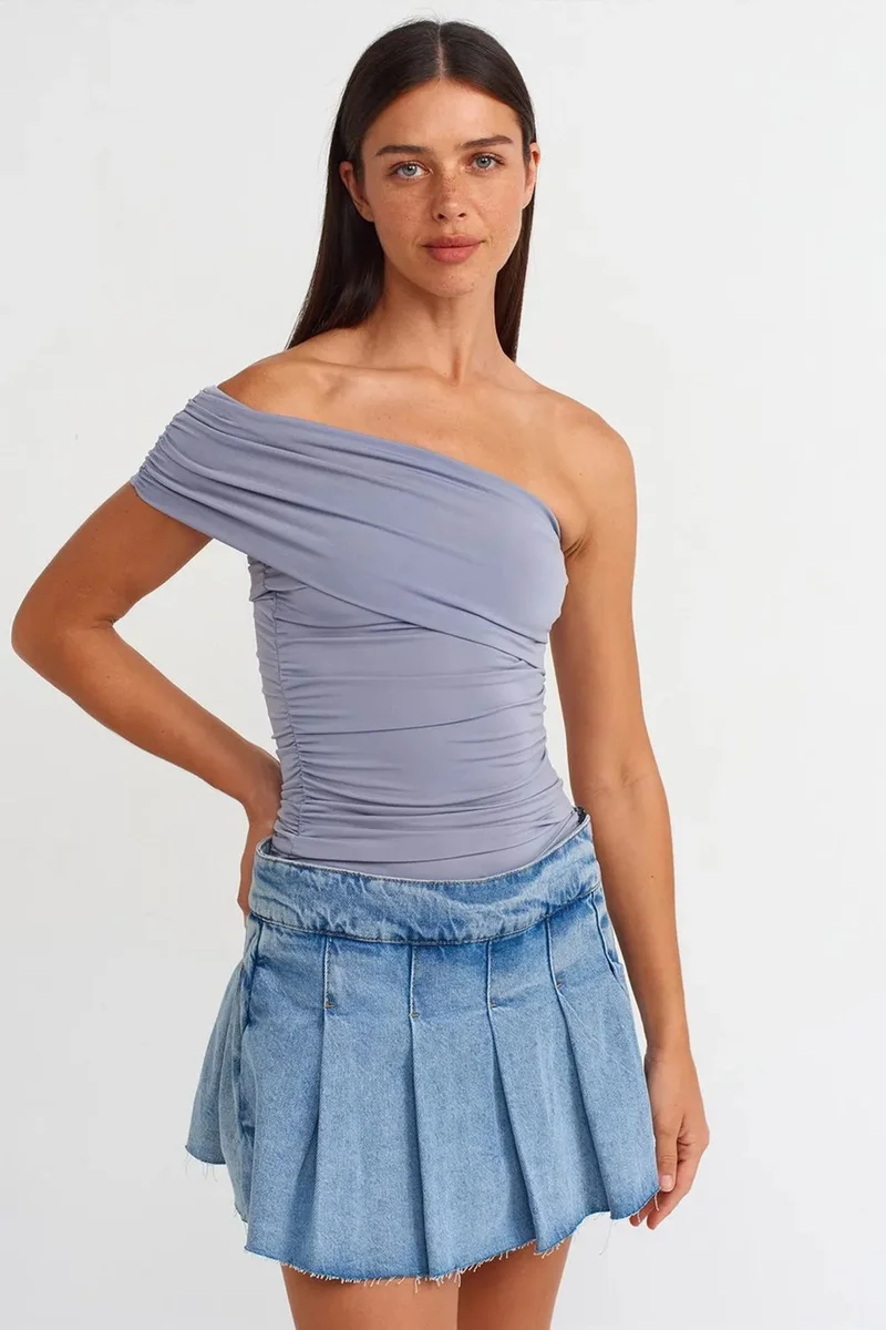 DILVIN Off-Shoulder Slim Fit Jersey Blouse