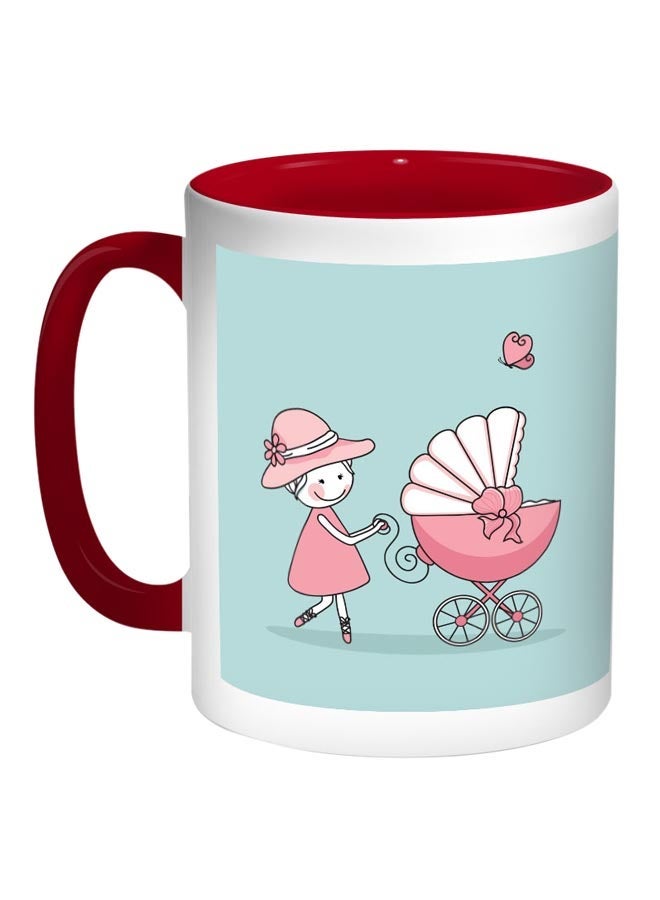 RYN My Little Brother Printed Coffee Mug Red/White/Blue 11ounce