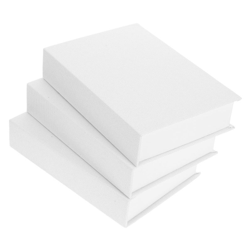 3Pcs White Linen Faux Book Storage Boxes 22x15x4 5cm Decorative Containers - Image 2