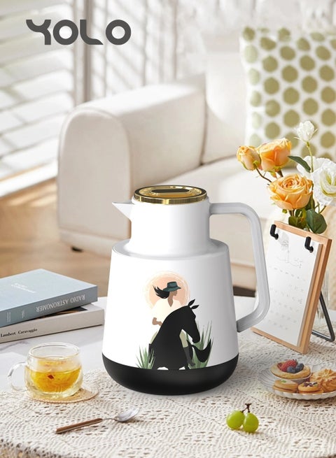 Yolo 1 Liter Coffee/Tea Vacuum Flask with Heat Insulation – Urban Lady Design, Black Color, Stylish and Functional