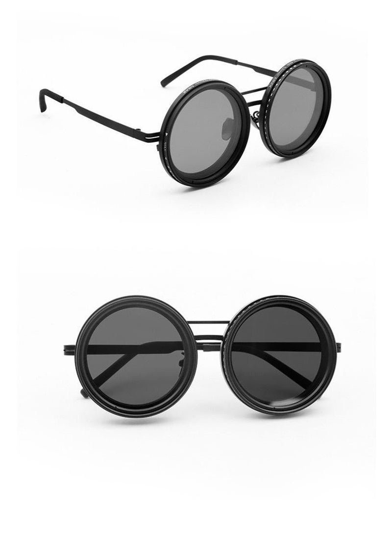 Adjustable Tint Polarized Round Sunglasses 1-9 Gears Variable ND Filter Lenses For Driving & Outdoor Sports Silver Black - Image 5