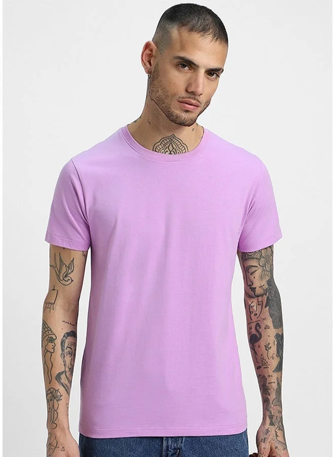 فيردو تيشيرت فيردو قطن نقي رجالي نصف كم لون ليلكي