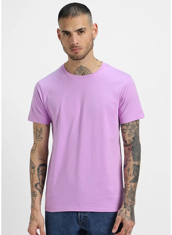 فيردو تيشيرت فيردو قطن نقي رجالي نصف كم لون ليلكي