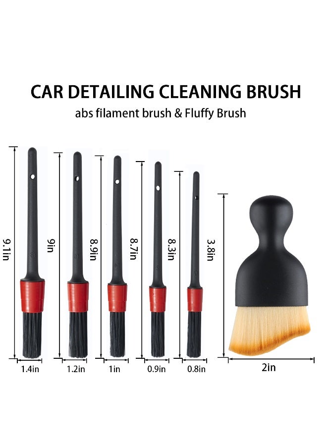 ACYYH Car Detailing Brush Set, 7 Piece Auto Interior Cleaning Kit with 5 Detail Brushes and 2 Soft Bristle Dash Brushes for Air Vents, Dashboard, Console - Image 2