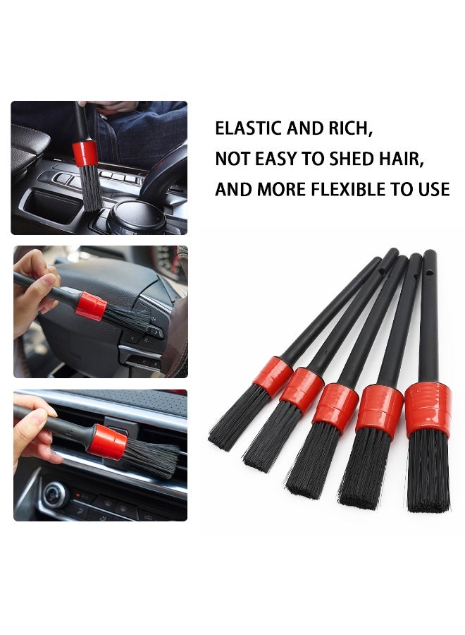 ACYYH Car Detailing Brush Set, 7 Piece Auto Interior Cleaning Kit with 5 Detail Brushes and 2 Soft Bristle Dash Brushes for Air Vents, Dashboard, Console - Image 3