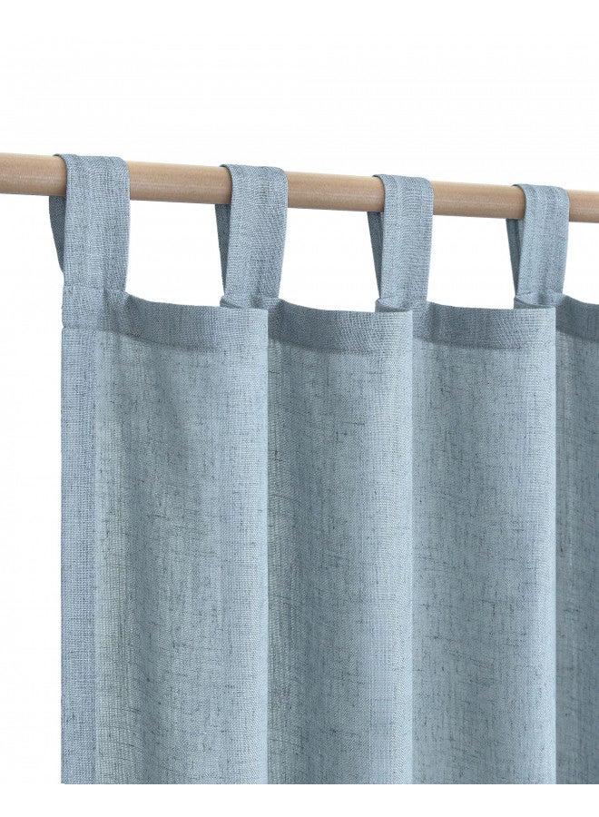 KOUFALL Stone Blue Curtains for Kids Bedroom 63 Inch Length 2 Panels Tab Top Sheer Linen Light Filtering French Grey Gray Blue Curtains for Dining Room Teen Boys Baby Kitchen Steel Medium Dusty Blue Denim - Image 1