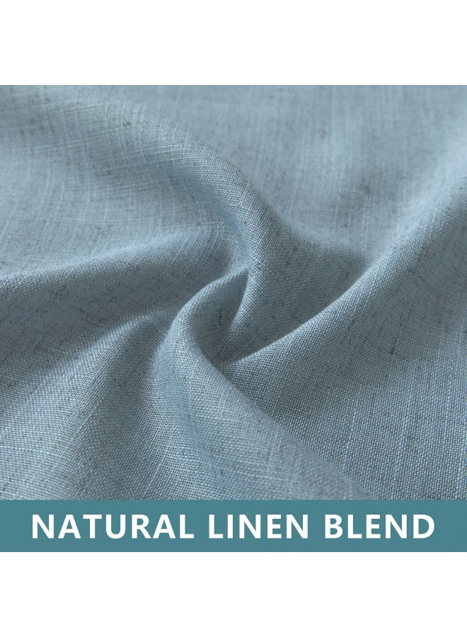 KOUFALL Stone Blue Curtains for Kids Bedroom 63 Inch Length 2 Panels Tab Top Sheer Linen Light Filtering French Grey Gray Blue Curtains for Dining Room Teen Boys Baby Kitchen Steel Medium Dusty Blue Denim - Image 3