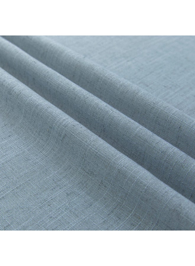 KOUFALL Stone Blue Curtains for Kids Bedroom 63 Inch Length 2 Panels Tab Top Sheer Linen Light Filtering French Grey Gray Blue Curtains for Dining Room Teen Boys Baby Kitchen Steel Medium Dusty Blue Denim - Image 5