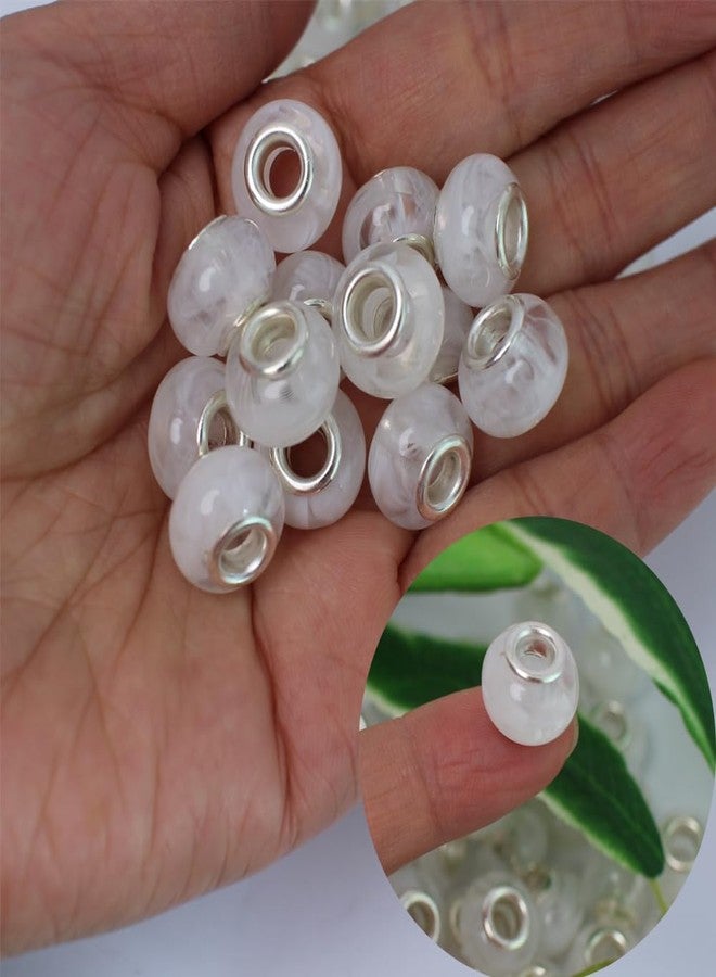 PAMIR TONG White European Craft Beads for Jewelry Making - Large Hole Resin Beads for DIY Charm Bracelets, 140pcs 14mm Rondelle Slide Charms (PT412) - Image 4