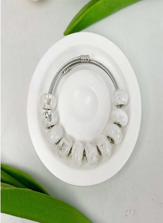 PAMIR TONG White European Craft Beads for Jewelry Making - Large Hole Resin Beads for DIY Charm Bracelets, 140pcs 14mm Rondelle Slide Charms (PT412) - Image 5