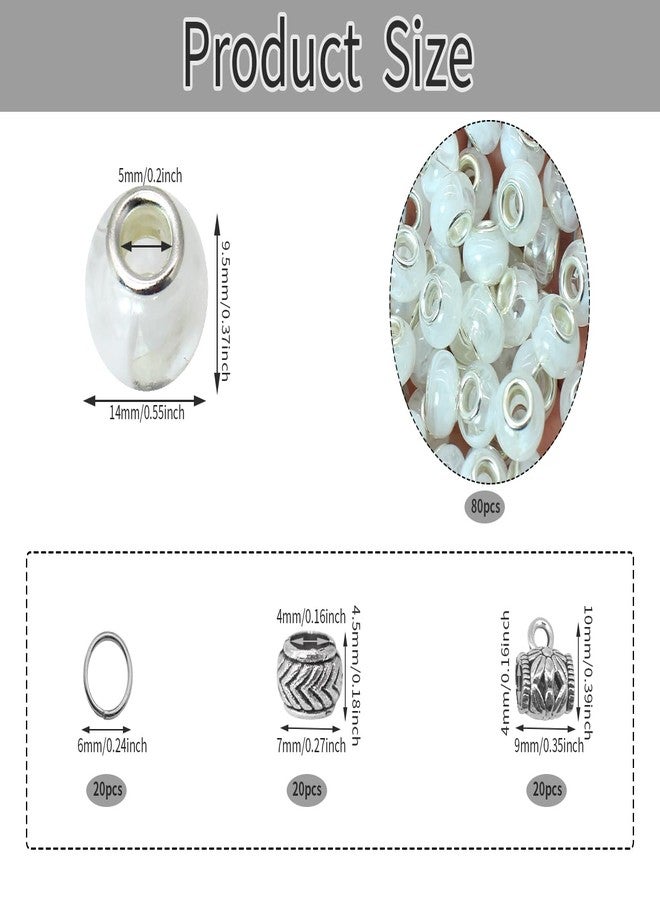 PAMIR TONG White European Craft Beads for Jewelry Making - Large Hole Resin Beads for DIY Charm Bracelets, 140pcs 14mm Rondelle Slide Charms (PT412) - Image 3