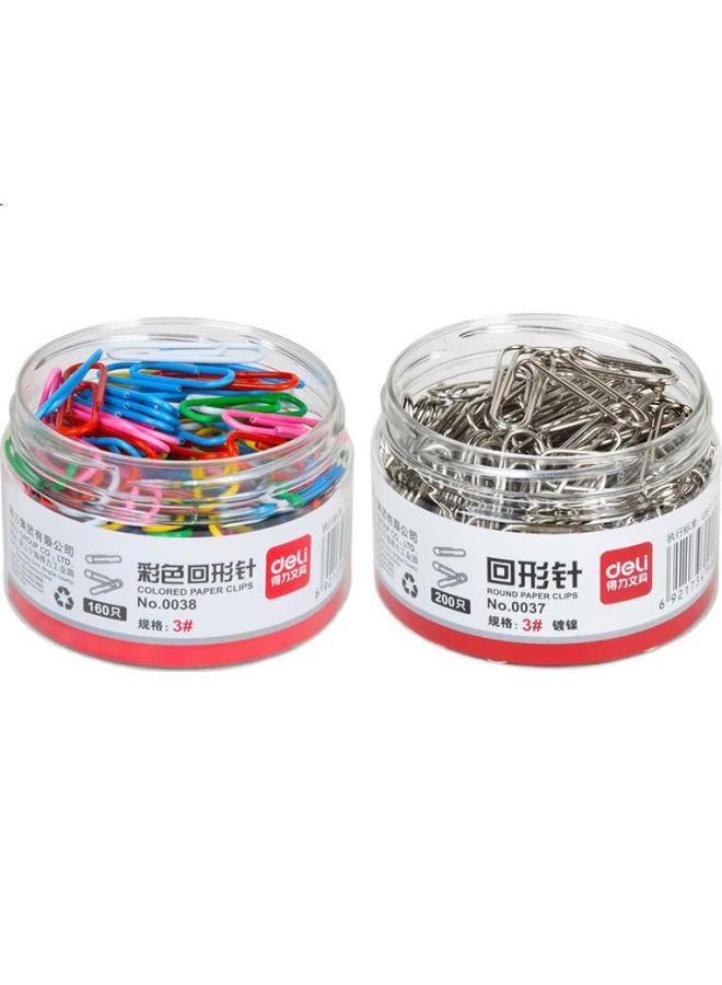 Deli Nickel-Plated Paper Clips Set, Silver 29Mm Paper Clips 600 Pieces, Colorful 29Mm Paper Clips 160 Pieces, Office Stationery Supplies, 33392 - Image 1