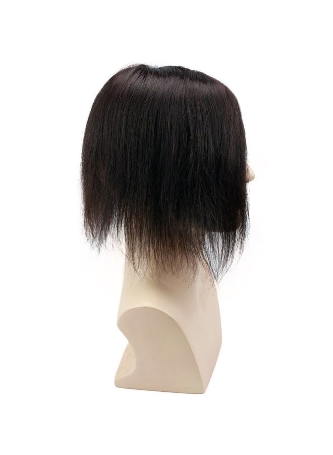 Voloria European Virgin Human Hair Toupee for Men Hairpiece Swiss Mono Lace with PU Around Medium Density Natural Black Color 6"x8" - Image 5