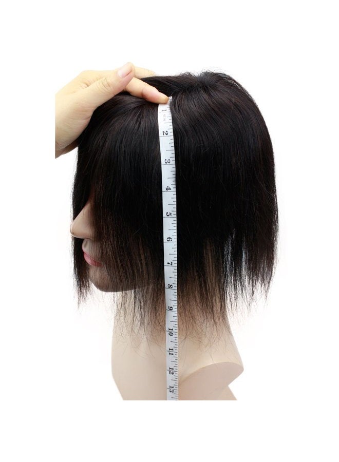 Voloria European Virgin Human Hair Toupee for Men Hairpiece Swiss Mono Lace with PU Around Medium Density Natural Black Color 6"x8" - Image 4