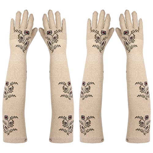 Footmate Cotton Elbow-Length Sun Protection Gloves for Women, Pair 2 Lightweight (2, Skin, Free Size) - Image 1