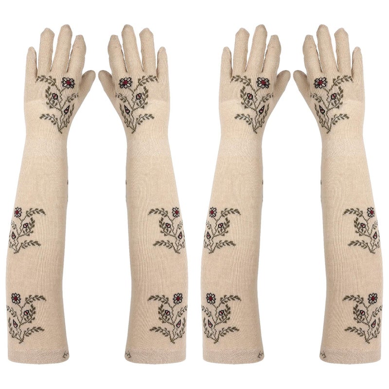 Footmate Cotton Elbow-Length Sun Protection Gloves for Women, Pair 2 Lightweight (2, Skin, Free Size) - Image 3