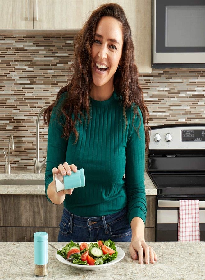 Home Basics Essence Collection Salt and Pepper Shaker Set, Turquoise Blue - Image 2