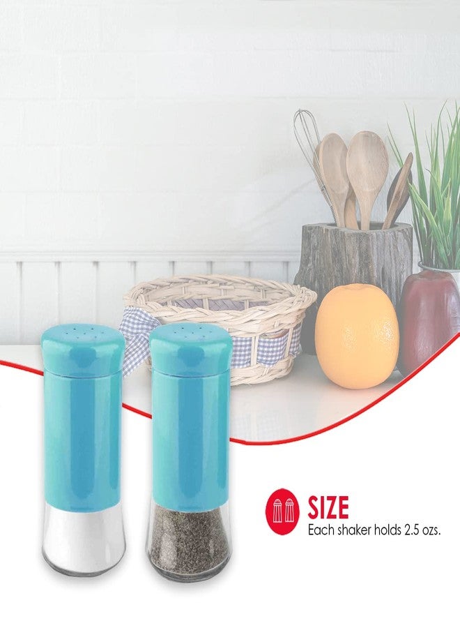 Home Basics Essence Collection Salt and Pepper Shaker Set, Turquoise Blue - Image 4