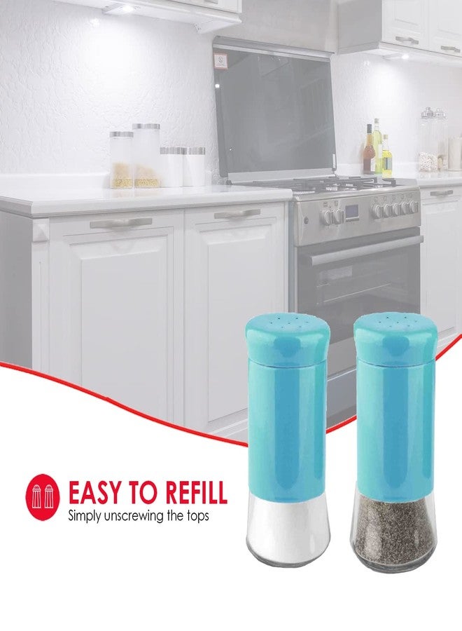 Home Basics Essence Collection Salt and Pepper Shaker Set, Turquoise Blue - Image 3