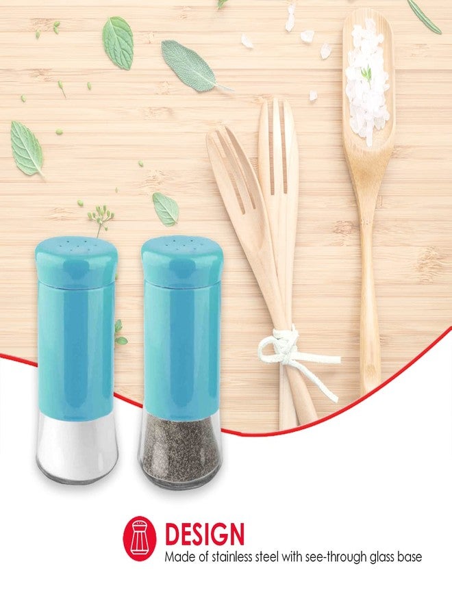 Home Basics Essence Collection Salt and Pepper Shaker Set, Turquoise Blue - Image 5