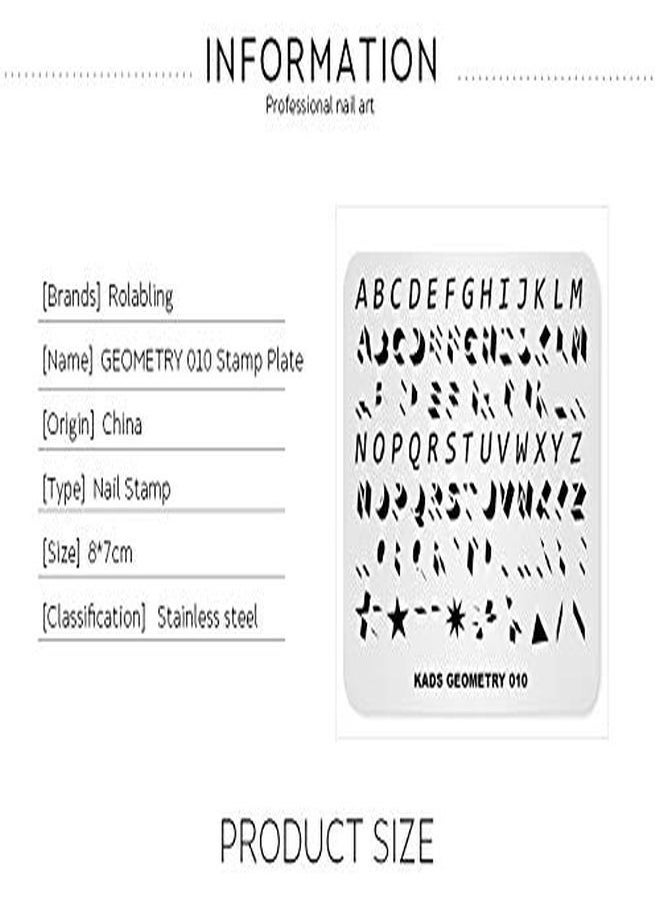 Rolabling Ping Plate Fashion Geometry Words Letters Stars Patterns Theme MultiPattern Stamp Print Image Stamp Template Nail Art For Nail Design By Rolabling  - Image 4