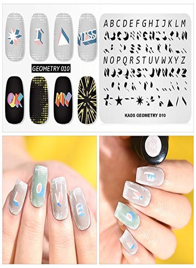 Rolabling Ping Plate Fashion Geometry Words Letters Stars Patterns Theme MultiPattern Stamp Print Image Stamp Template Nail Art For Nail Design By Rolabling  - Image 3