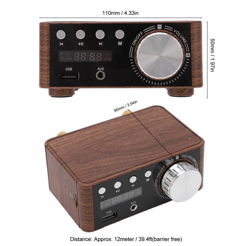 Mini 5 0 Power Amplifier 50Wx2 Wooden U Disk MP3 Decoding Stereo Input Compact Size - Image 5