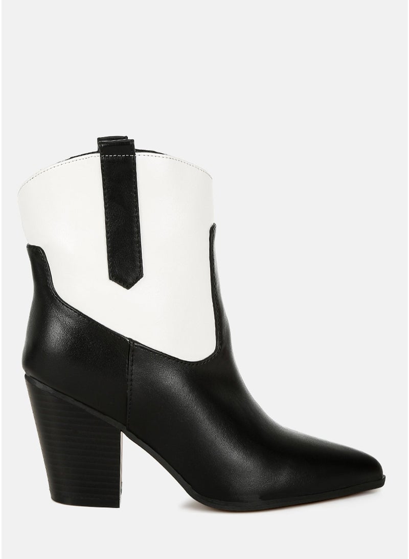 London Rag Two Tone Cowboy Boots in Black and White - Image 1