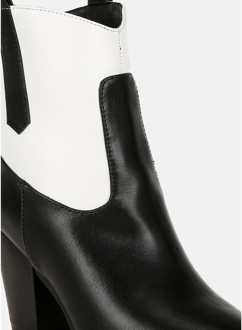 London Rag Two Tone Cowboy Boots in Black and White - Image 4