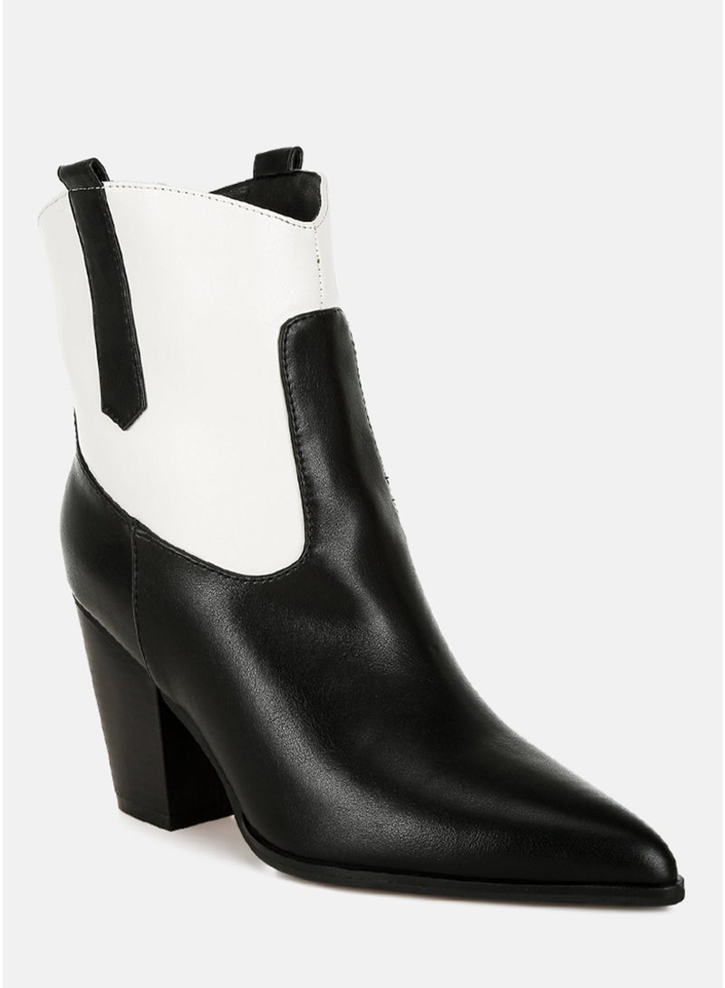 London Rag Two Tone Cowboy Boots in Black and White - Image 2