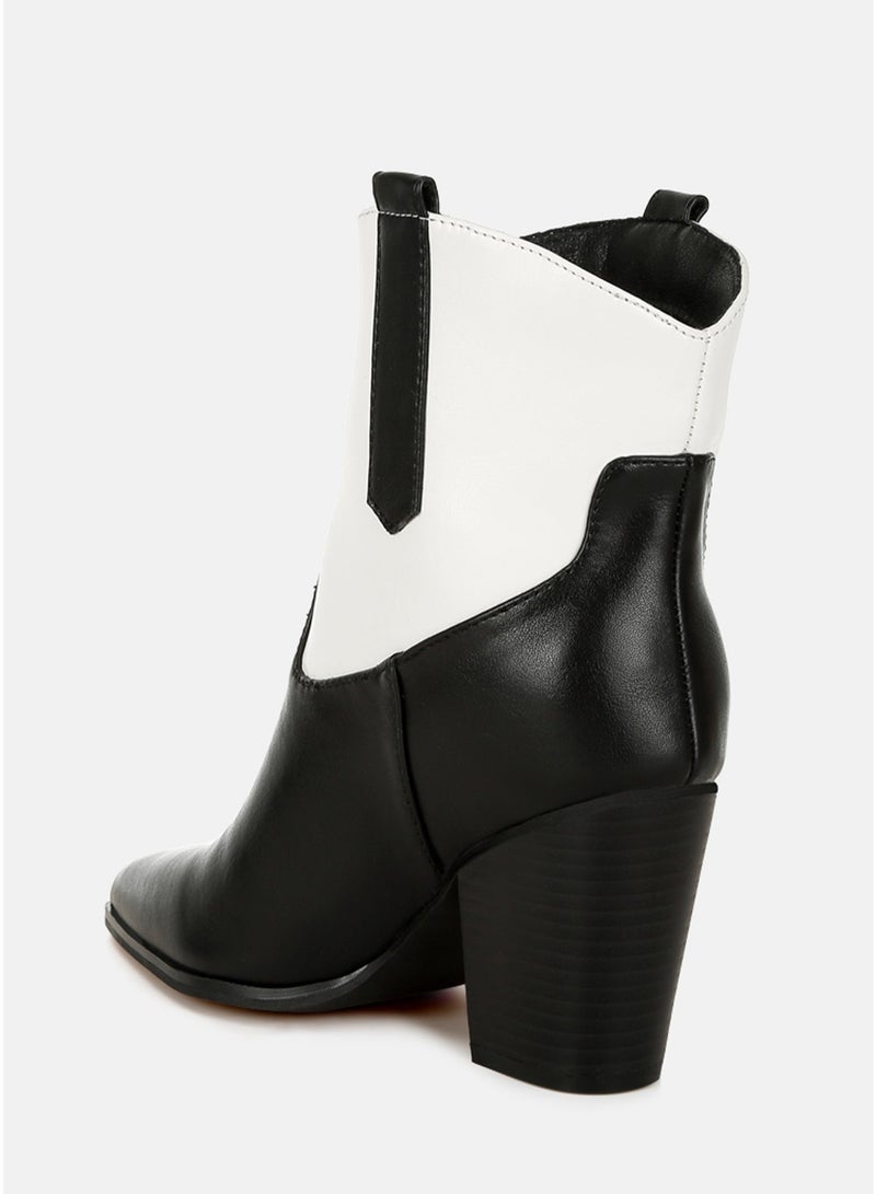 London Rag Two Tone Cowboy Boots in Black and White - Image 3