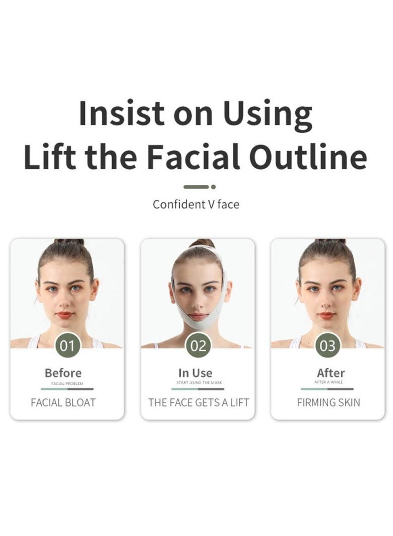 Al Kanzi Double Chin Reducer,V Line Mask Face Lifting Strap,Face Lift Chin Strap Sculpting Tool,Reusable Face Shaper and Lifting Belt,Chin Up Eliminator,Exclusive Formula For Efficient Improvement(Green)  - Image 3